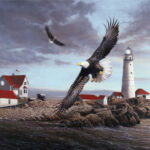 Eagle Over Lighthouse